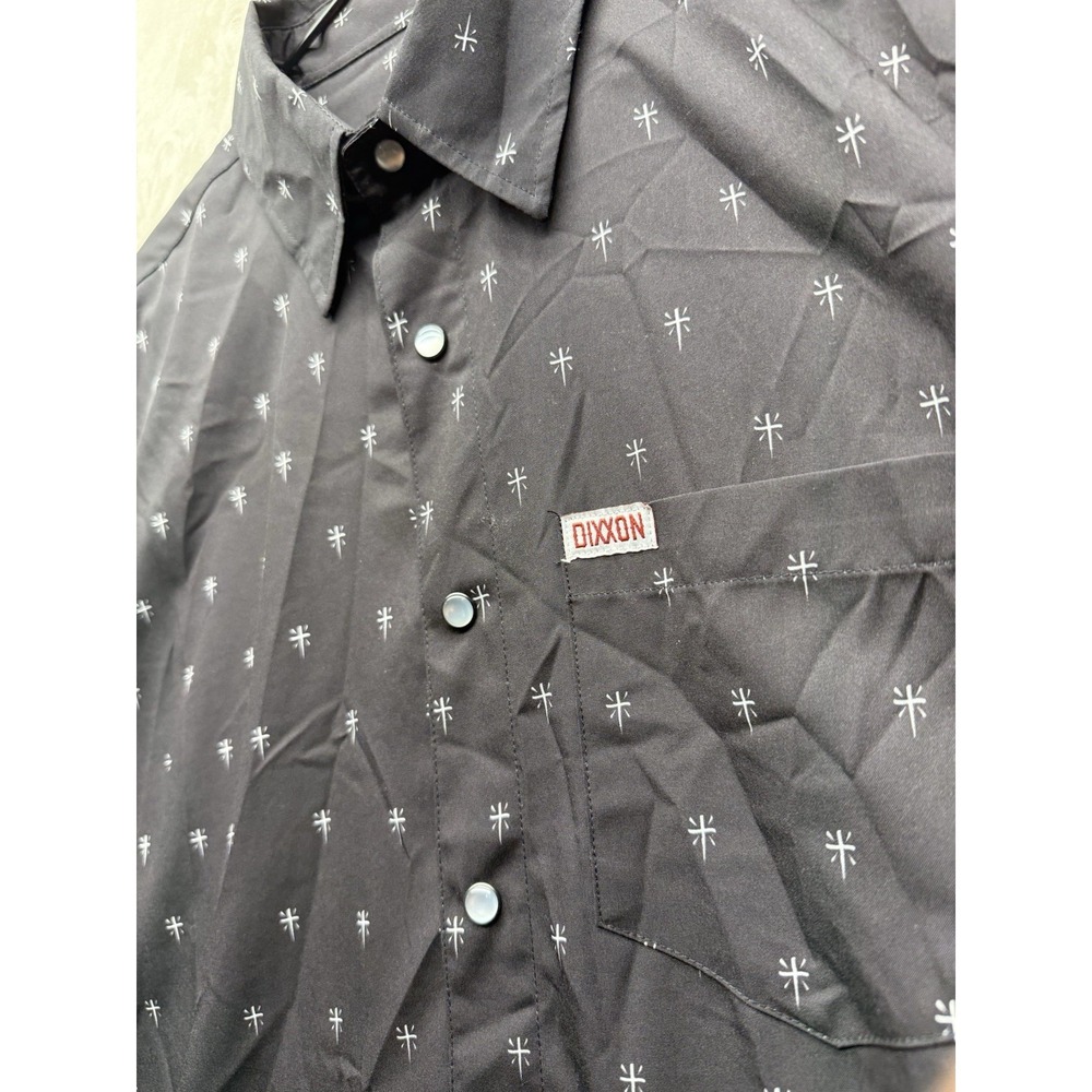 Dixxon Flannel Co The Historia Party Shirt Mens L Black Short Sleeve Pearl Snaps - Picture 4 of 7